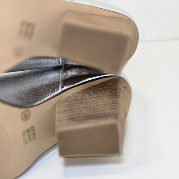 Chinese Laundry Metallic Silver Block Heel Western Boots Festival Disco Glam 10 - Picture 13 of 15